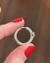 White Gold Heart Shaped Diamond Hoops