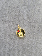 18K Yellow  + Enamel  F U pendant