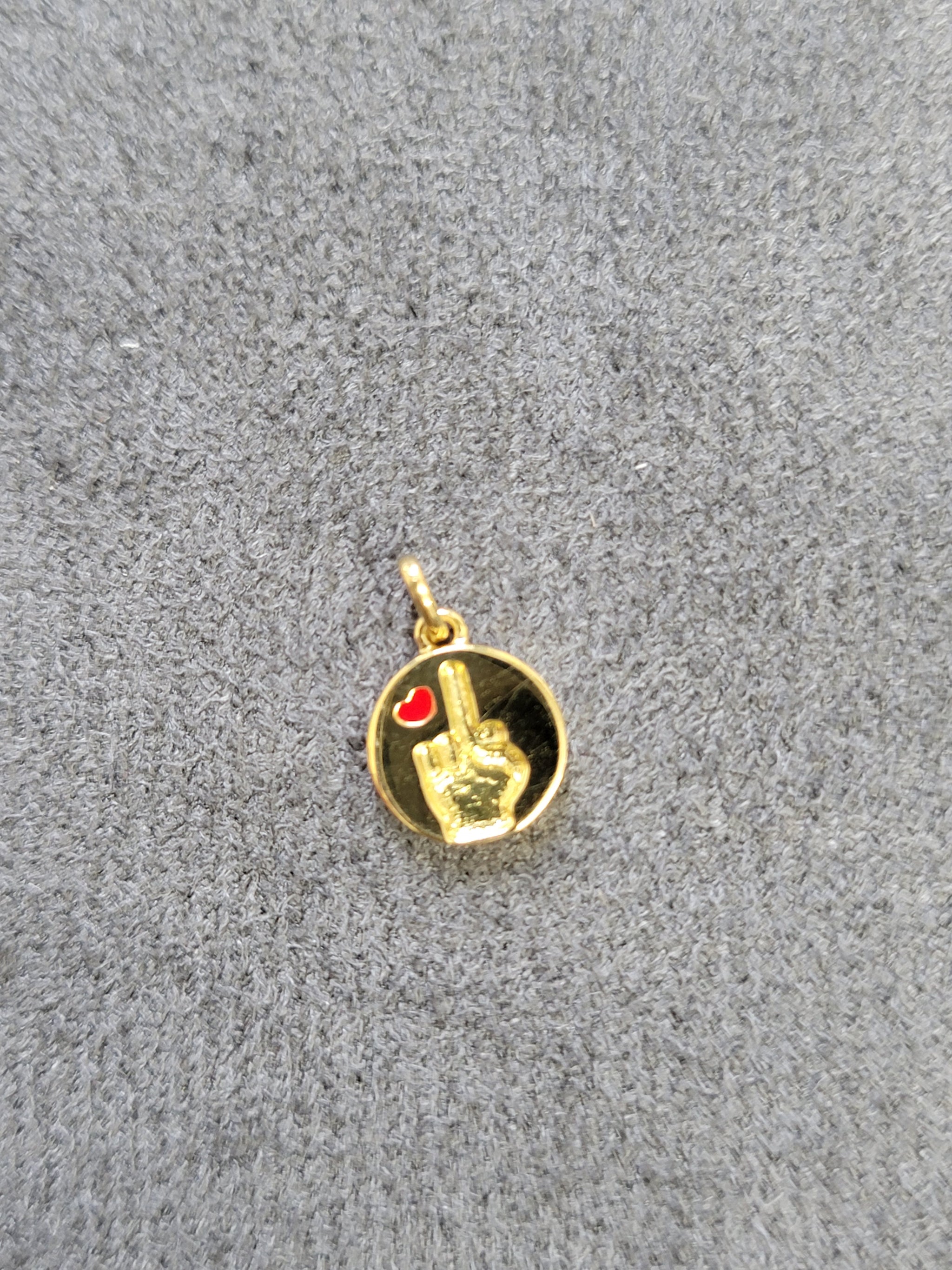 18K Yellow  + Enamel  F U pendant
