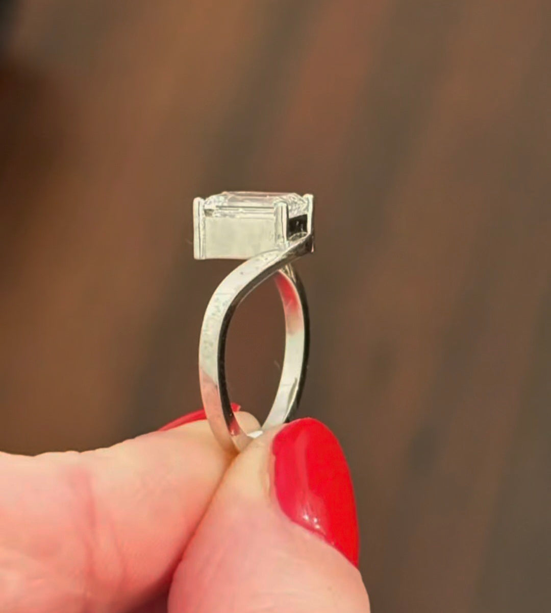 White Gold 1.92ct emerald cut lab diamond ring