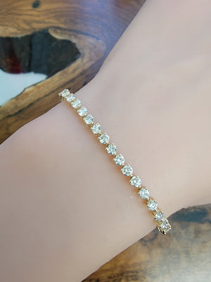 3.54 CT Lab Yellow 3 Prongs 6.5 inches Tennis  Bracelet