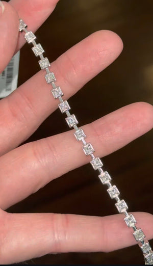 White gold 2.96ct princess cut lab diamond tennis bracelet