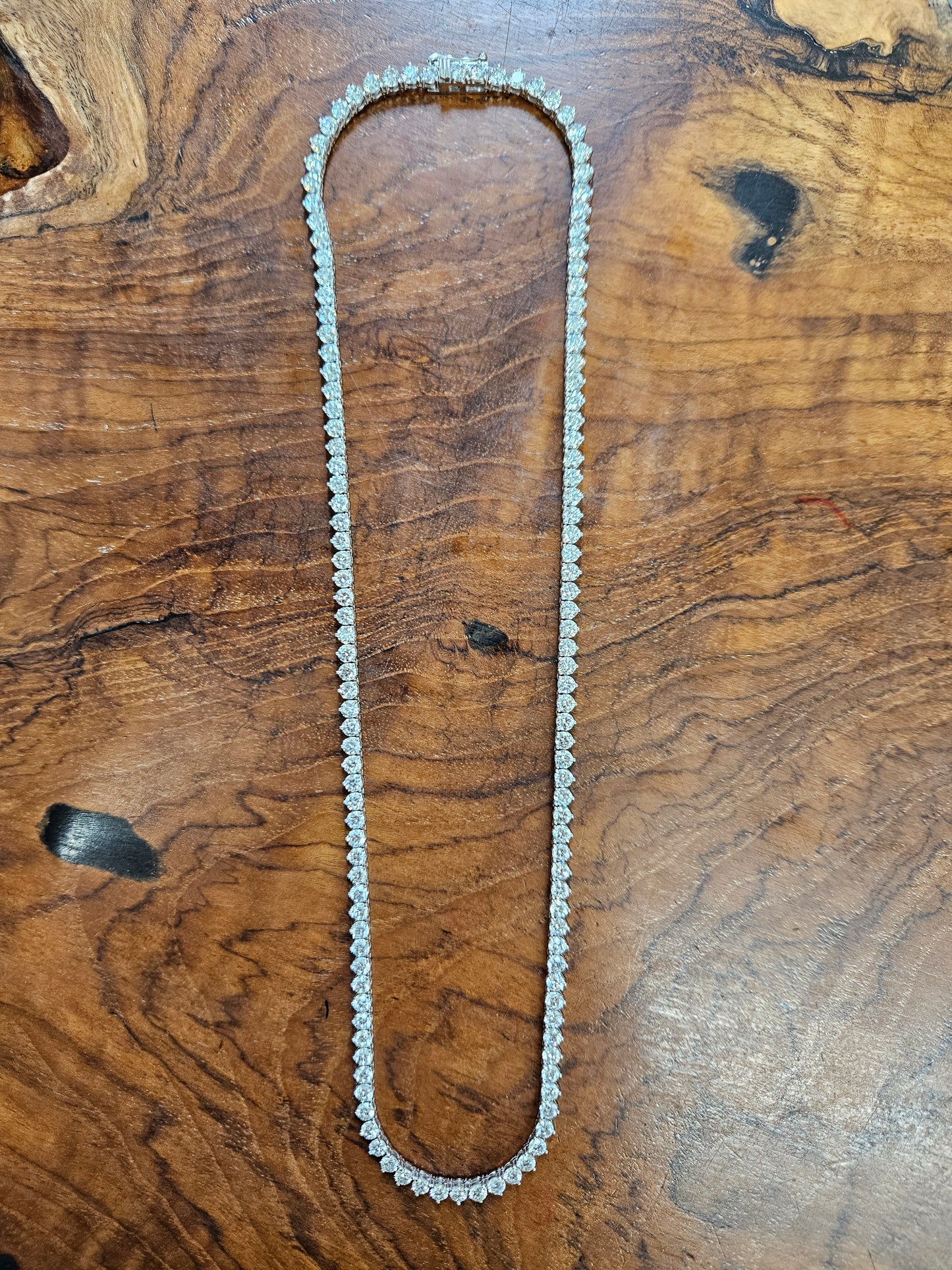 14.5 cttw Lab 17 Inches 3 Prongs Tennis Necklace