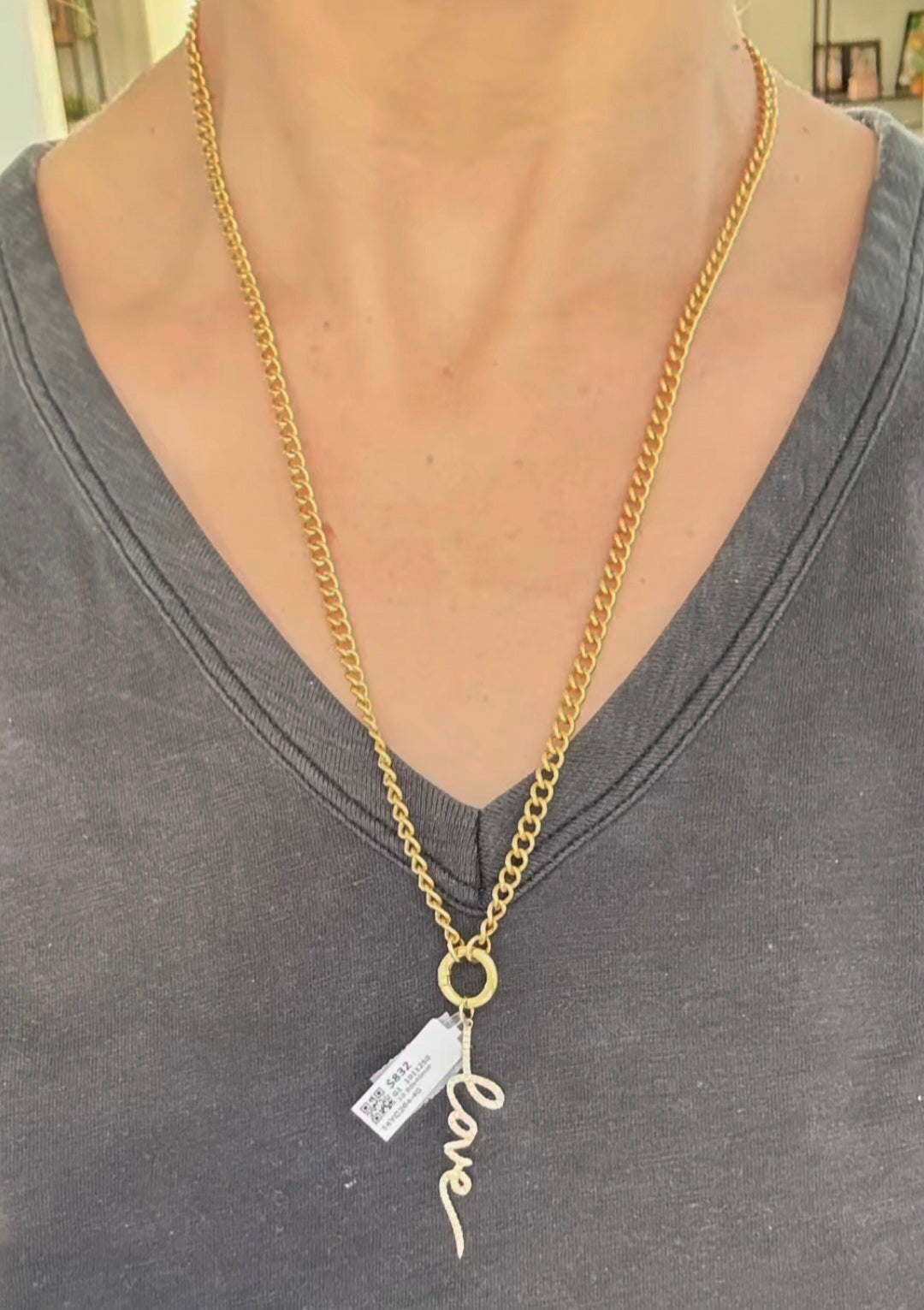 Yellow Gold Diamond Love Pendant