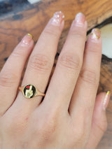 18k Yellow + Enamel F U  ring