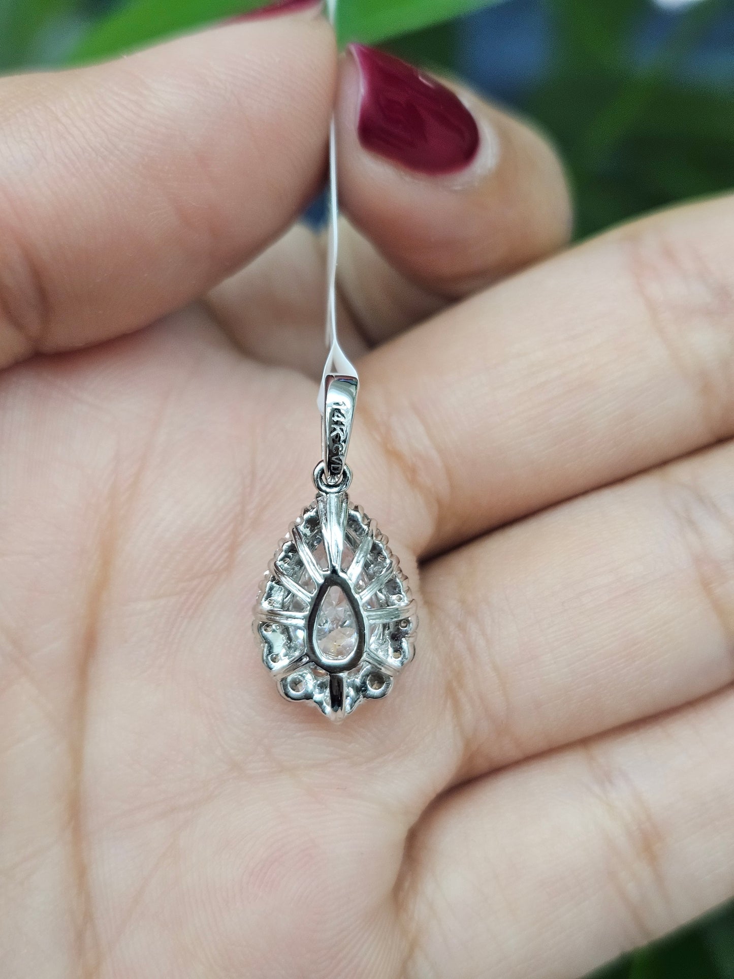 14K Gold Pear Shaped Lab Diamond Pendant