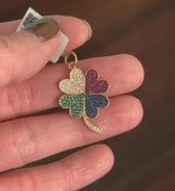 Diamond, Ruby & Sapphire clover pendant