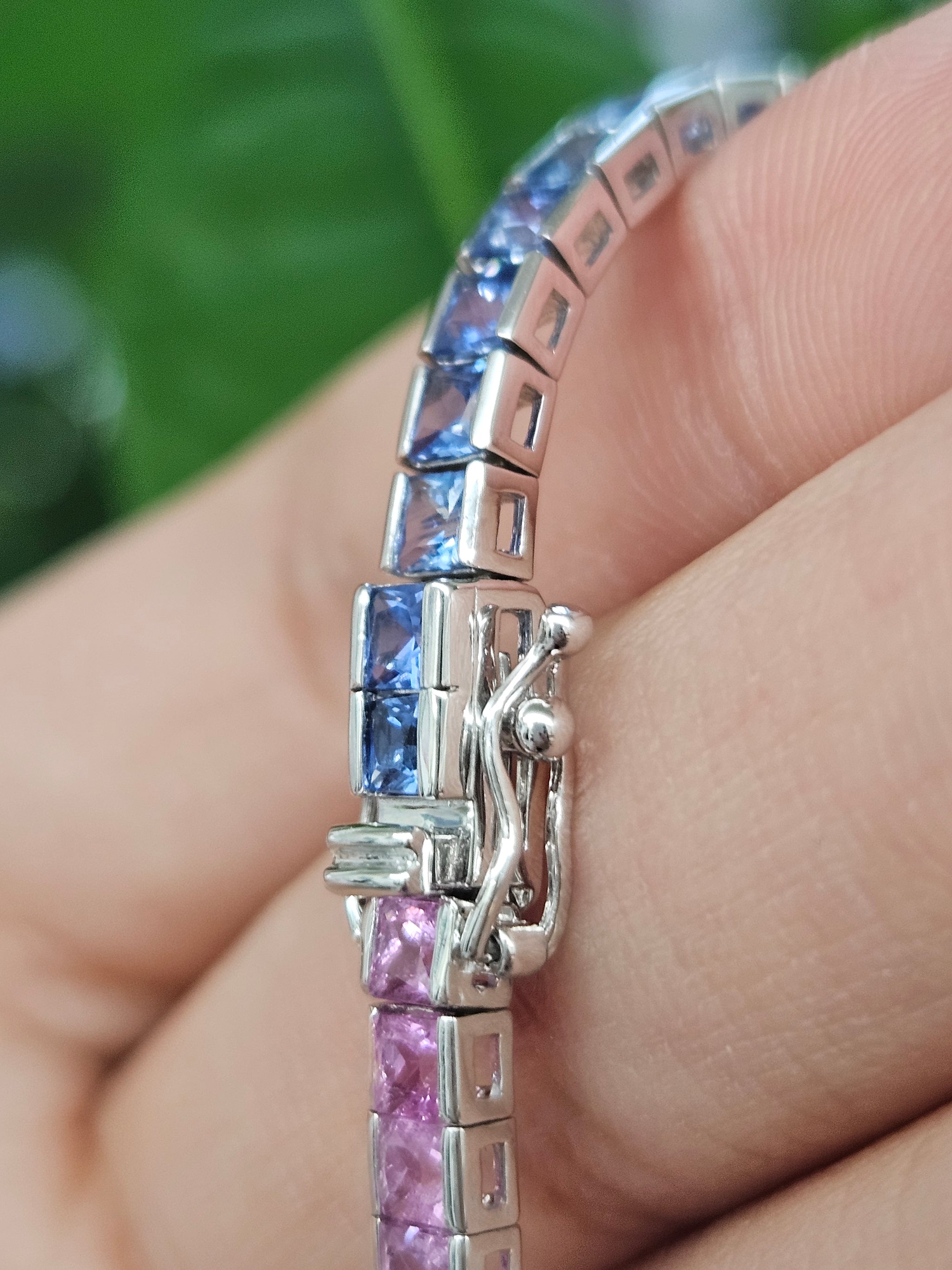 Natural Ombre Sapphire 7" Tennis Bracelet