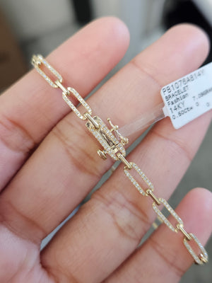 14k 0.50 ctw Diamonds 7 inches Yellow Paper Clip Bracelet