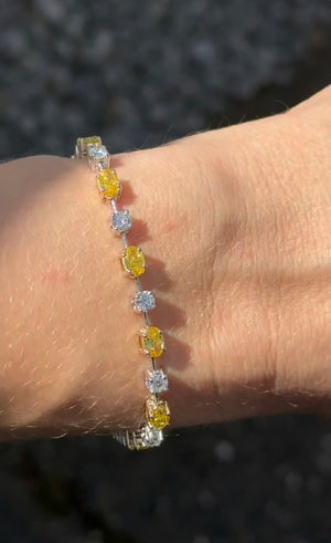 8.03ct yellow oval and white round lab diamond bracelet