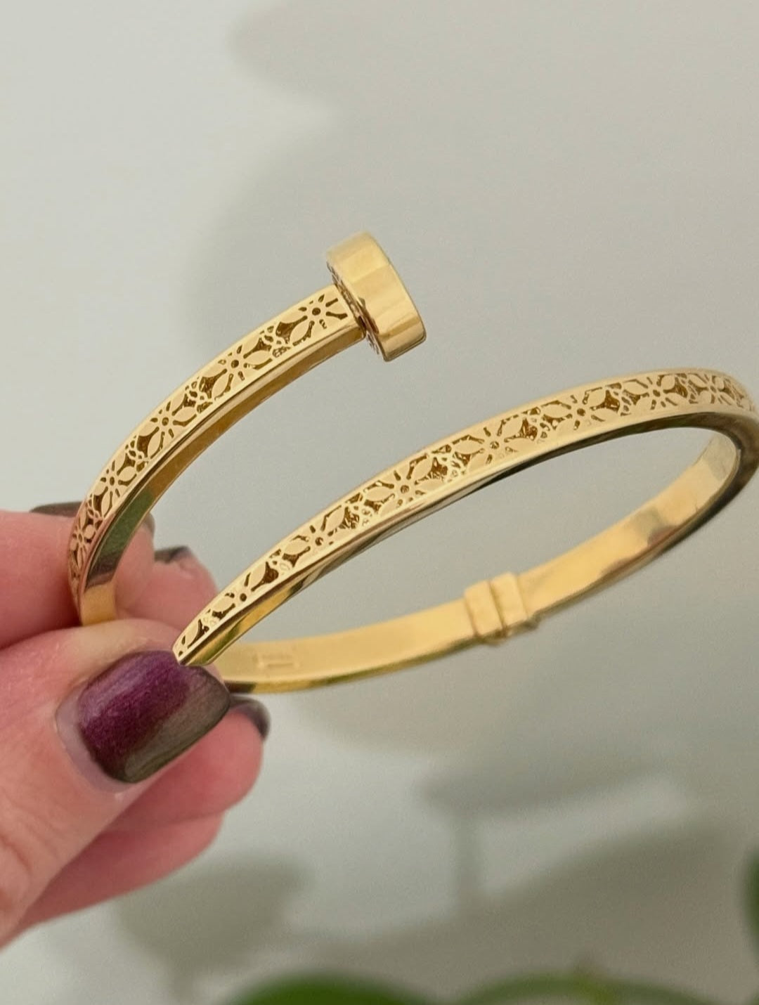 Yellow Gold Nail Bracelet