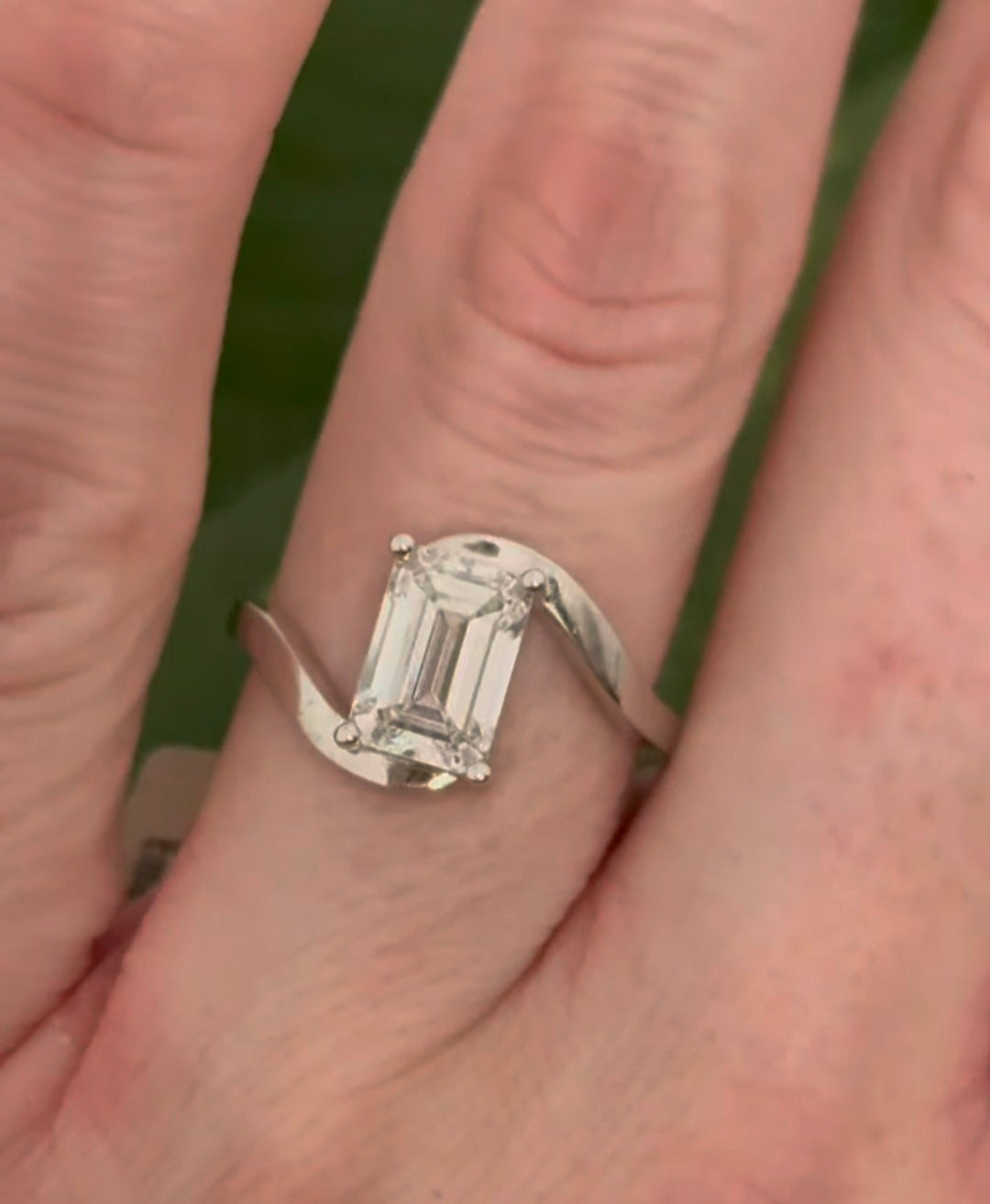 White Gold 1.92ct emerald cut lab diamond ring