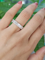 18k White Gold 5.95 Total Carat Weight Emerald Eternity Band