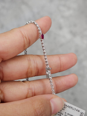 14k 1.35 ctw Diamonds and 1.40 CT Ruby 7 inches Bracelet