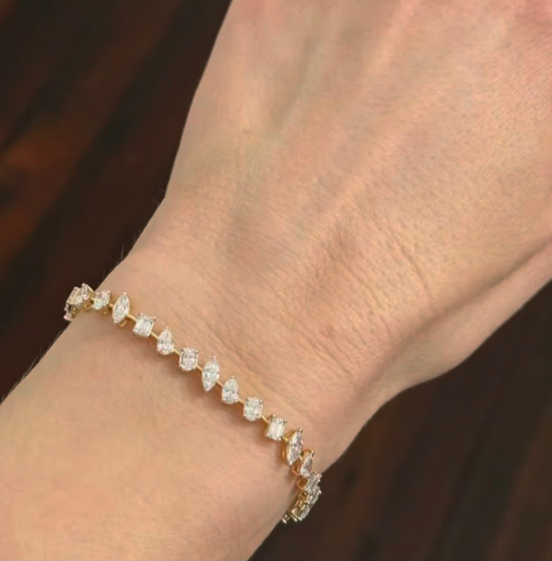 5.81ct Multi Shaped Lab Diamond Tennis Bracelet