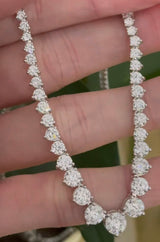 12.06ct White Gold 3 prongs Graduated Tennis Necklace