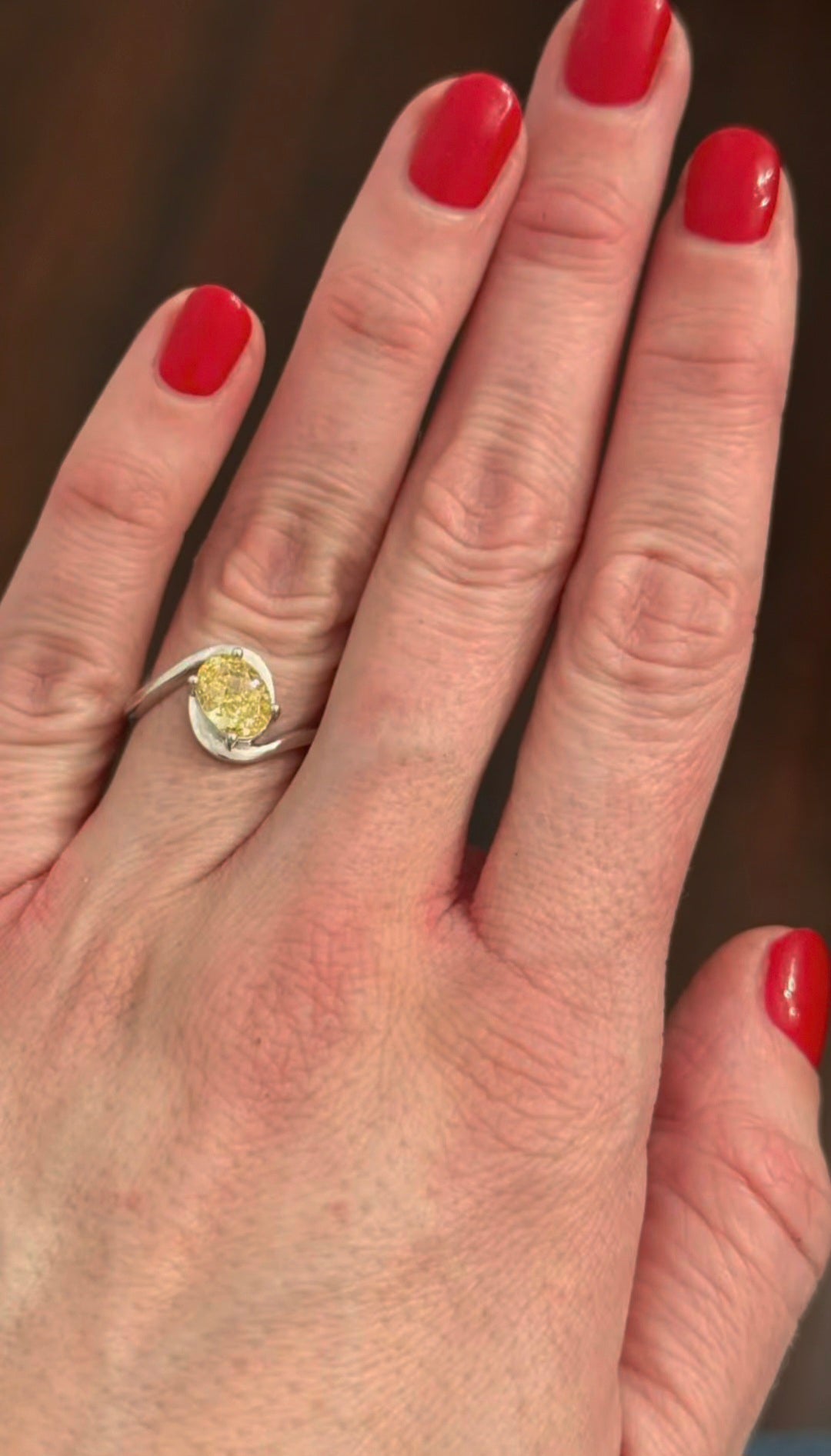 White Gold 1.78ct oval Yellow Lab Diamond Ring