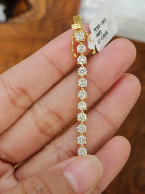 18k 6.56 CT Lab 7 inches Yellow Tennis Bracelet