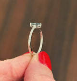 White Gold 0.51ct Blue Maruise & White Lab Diamond Ring