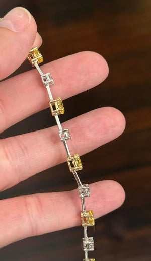 8.03ct yellow oval and white round lab diamond bracelet