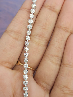 5.33 CT Lab 7 inches 3 Prongs White Gold Tennis Bracelet