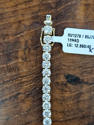 12.89 CT Lab 7 inches Yellow Tennis Bracelet