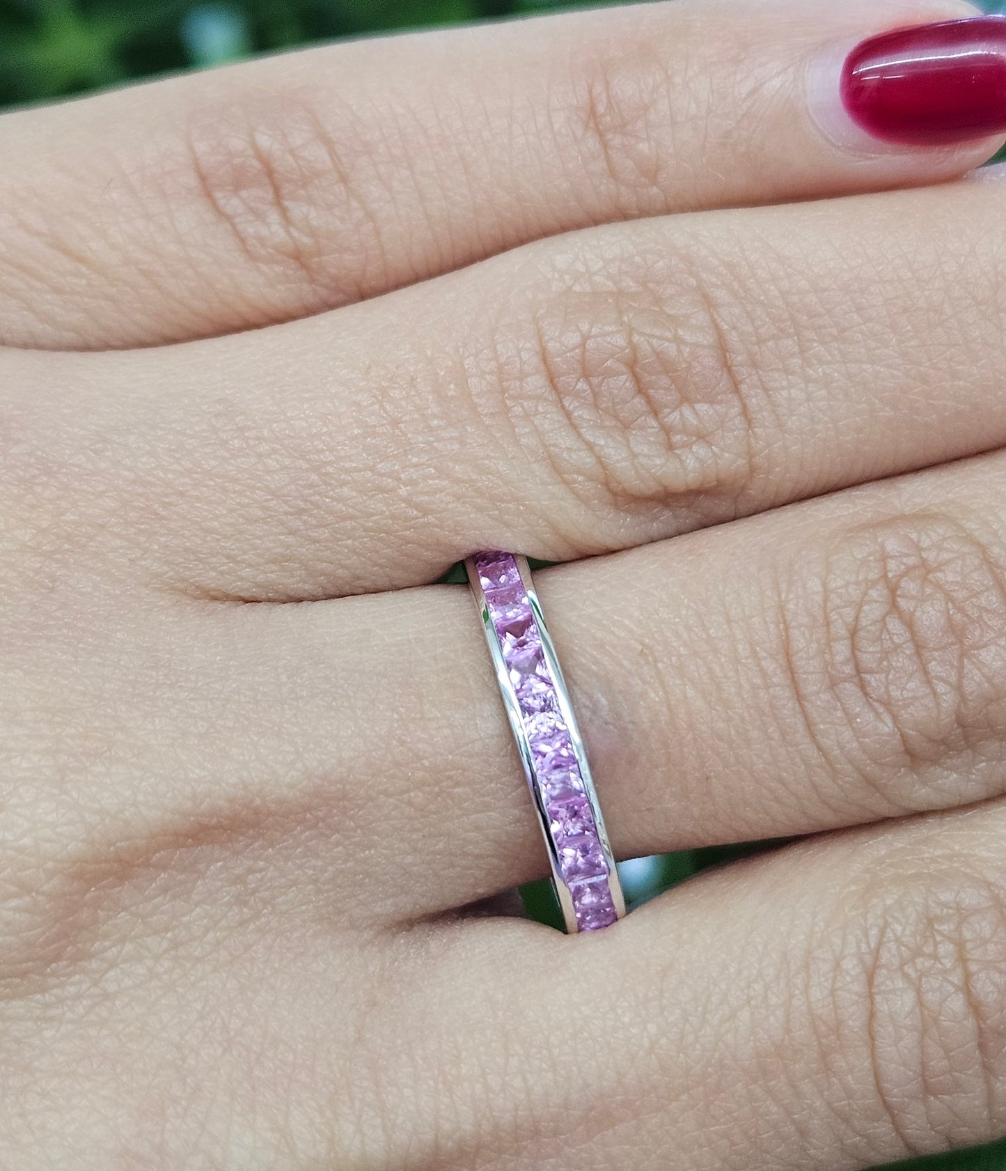 Light Pink Sapphire Ombre White Gold Ring