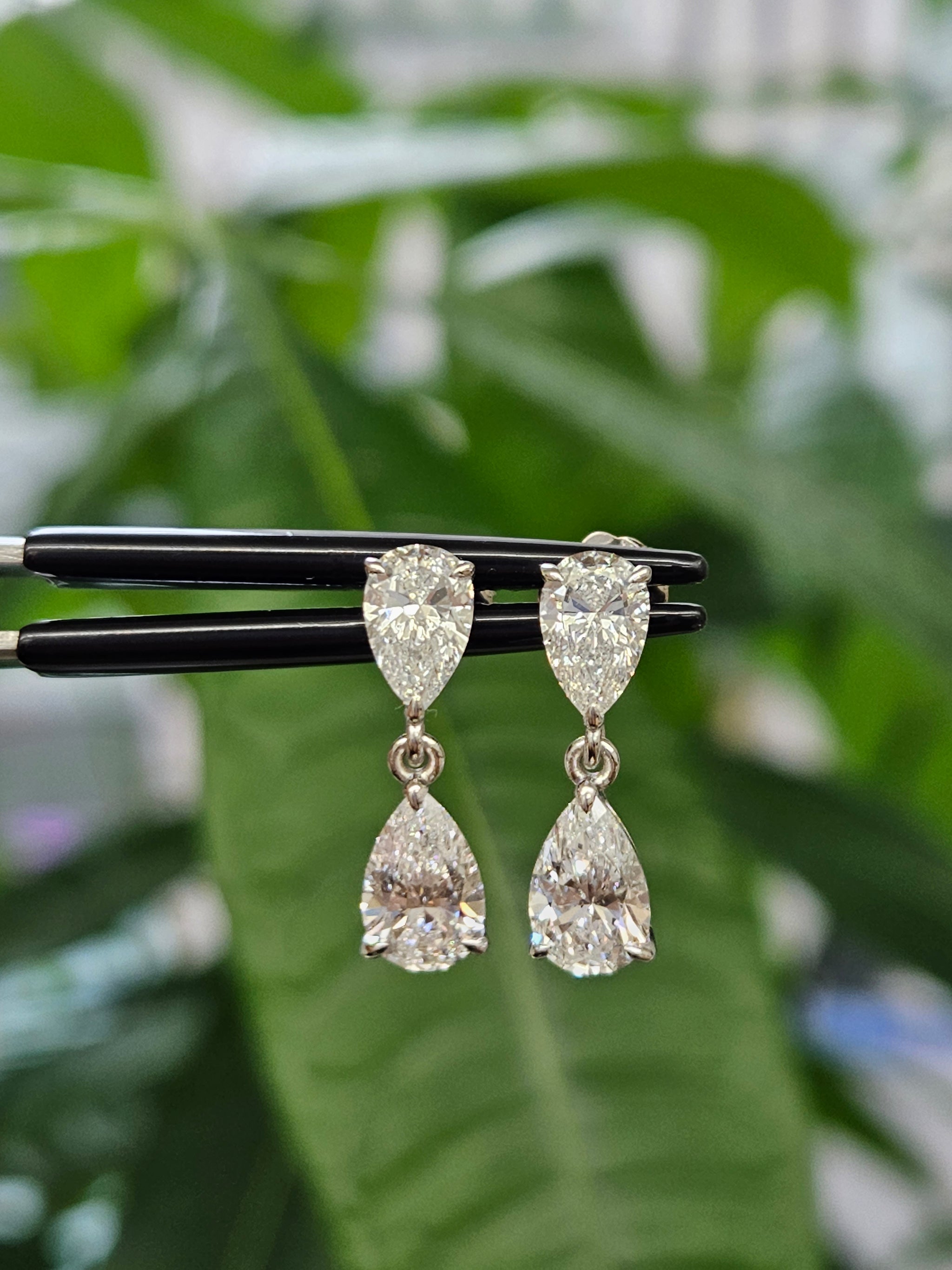2.5 cttw Lab Pear Diamonds Drop Earrings