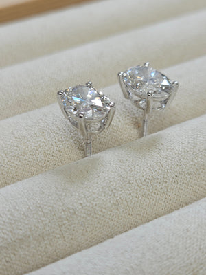 Great Deal - 3 cttw Lab 14k White Oval Screwback Studs