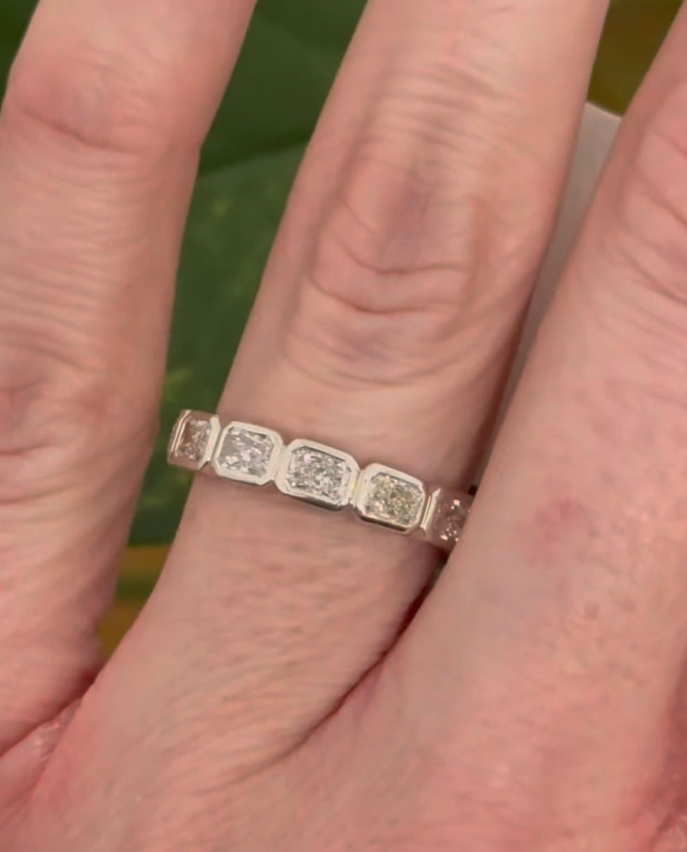 White Gold bezel & E/W set radiant lab diamond ring