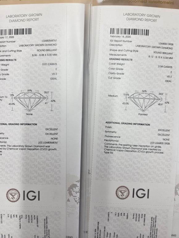 IGI 4.05 cttw lab diamond studs