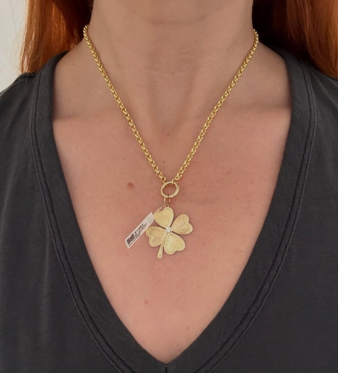 Yellow Gold Diamond Clover Pendant