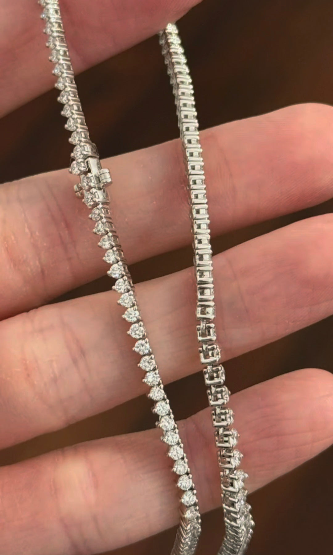 12.06ct White Gold 3 prongs Graduated Tennis Necklace