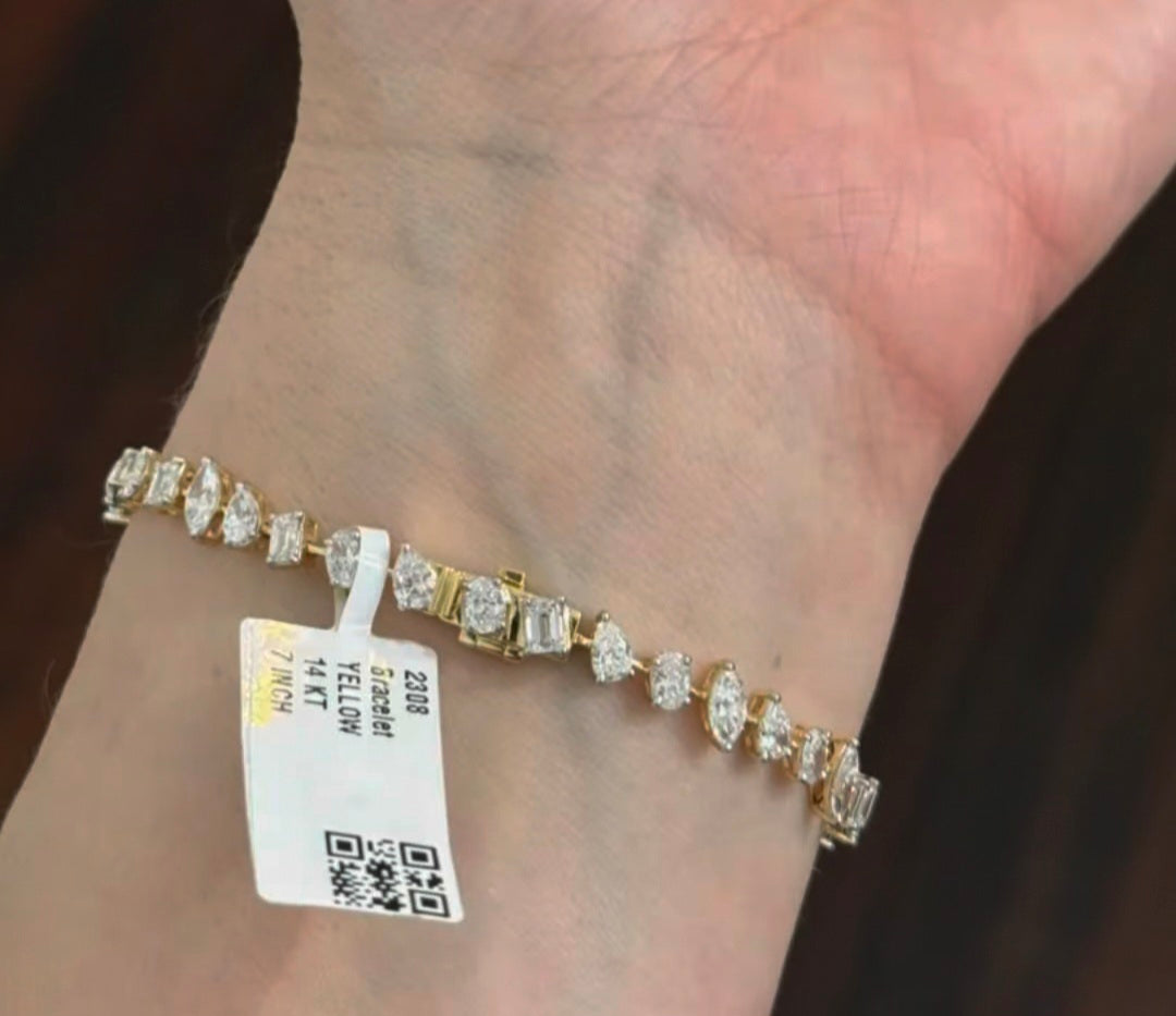 5.81ct Multi Shaped Lab Diamond Tennis Bracelet