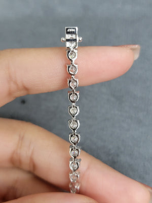 6.42 CT Lab 3 prongs  7.25 inches   Tennis Bracelet