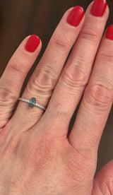 White Gold 0.51ct Blue Maruise & White Lab Diamond Ring