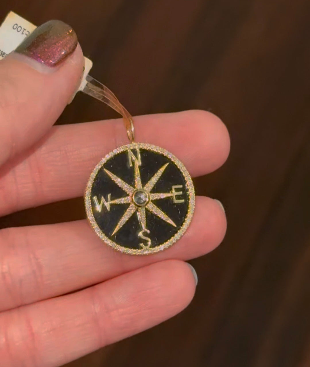 Yellow Gold Diamond & Black onyx Pendant