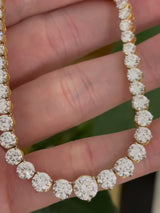 15.29ct Yellow Gold with White Gold Prongs graduated 16.5" Tennis Necklace