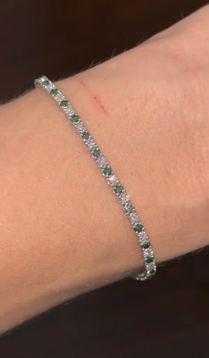 3.23 CT Green and white Lab diamond tennis bracelet