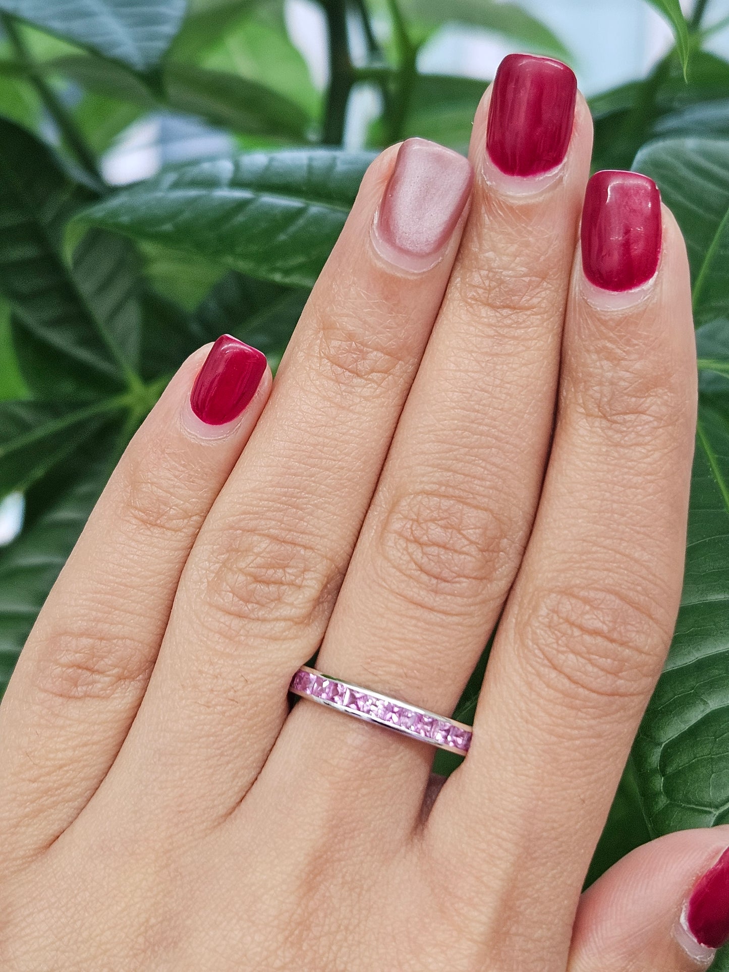 Light Pink Sapphire Ombre White Gold Ring