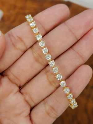 18k 6.56 CT Lab 7 inches Yellow Tennis Bracelet