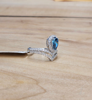 *Premade* 1.75 cttw Pear Fancy Blue Lab Grown Diamond Halo Engagement Ring