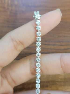 6.74 CT Lab 7.5 inches 3 Prongs Tennis Bracelet