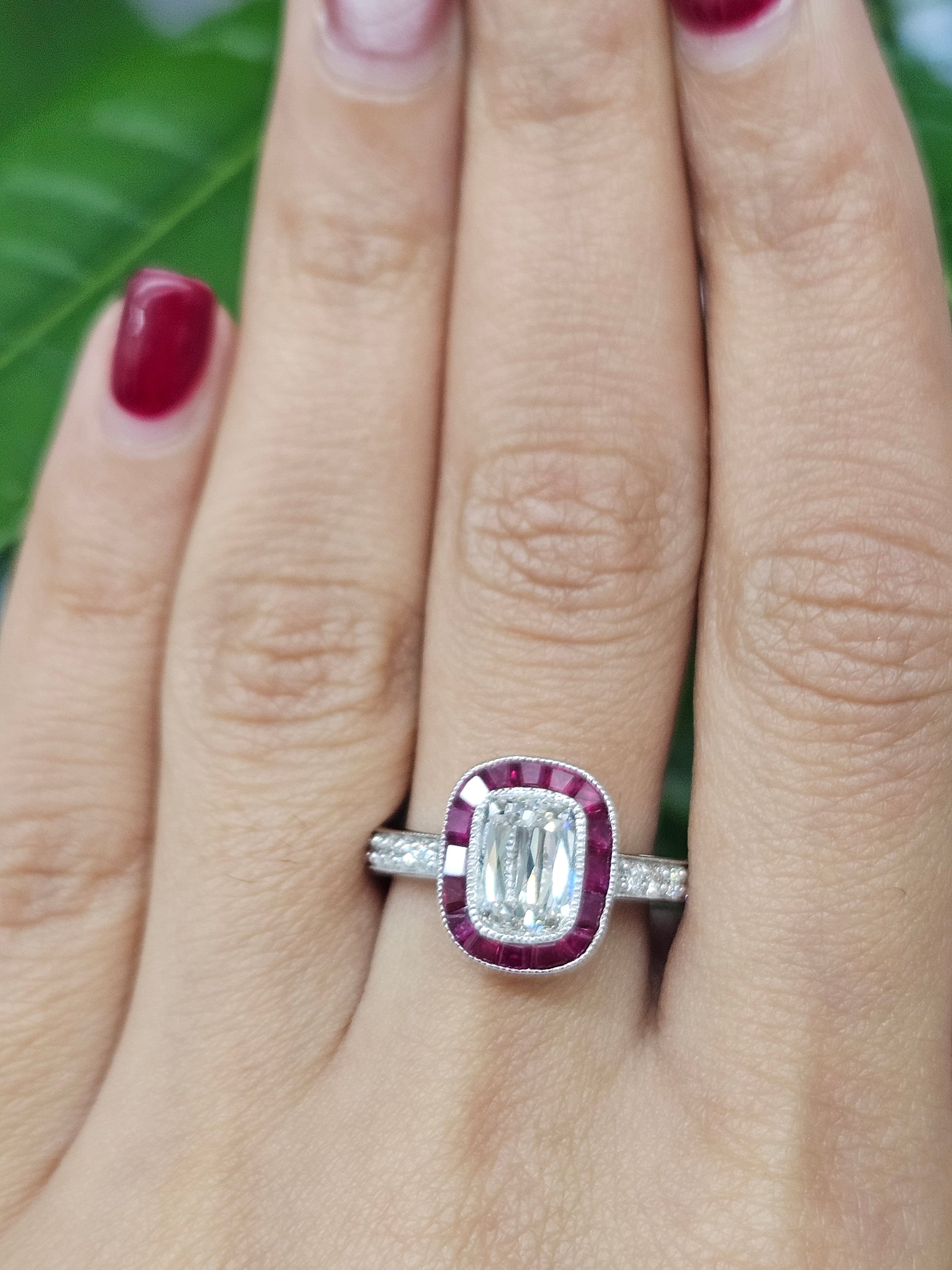 Chris cut Lab Diamond & Natural Ruby Ring