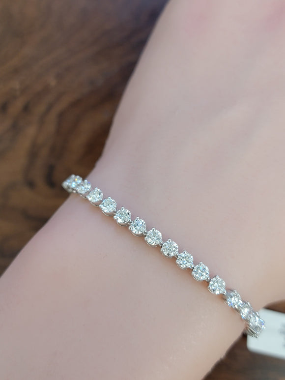 6.02 CT Lab 6.5 inches 3 Prongs Tennis Bracelet