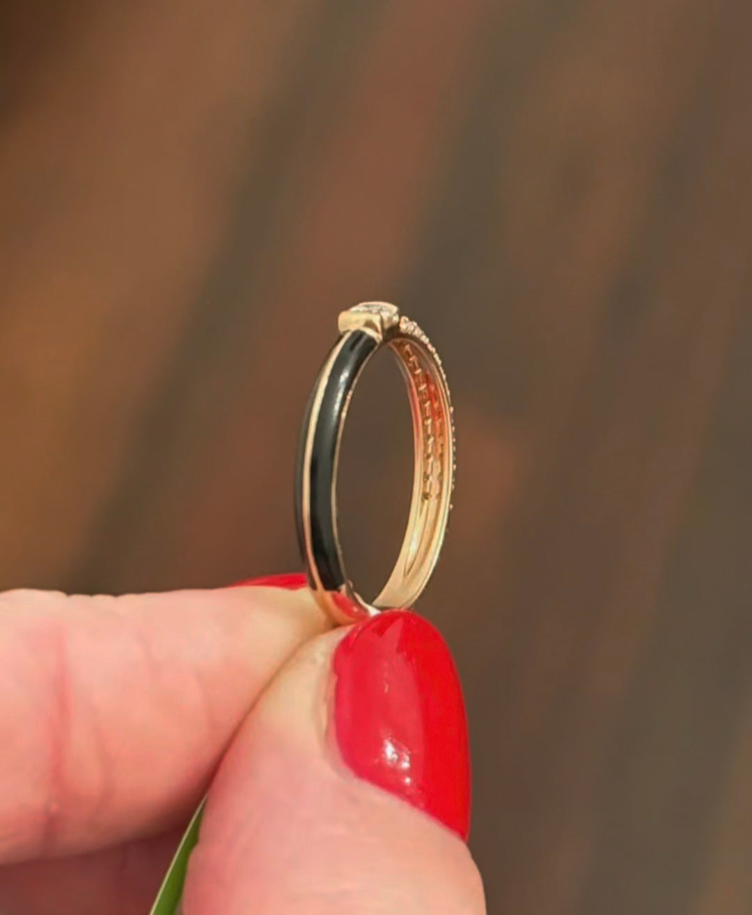 Rose Gold & Black Enamel 0.28ct Lab Diamond Ring