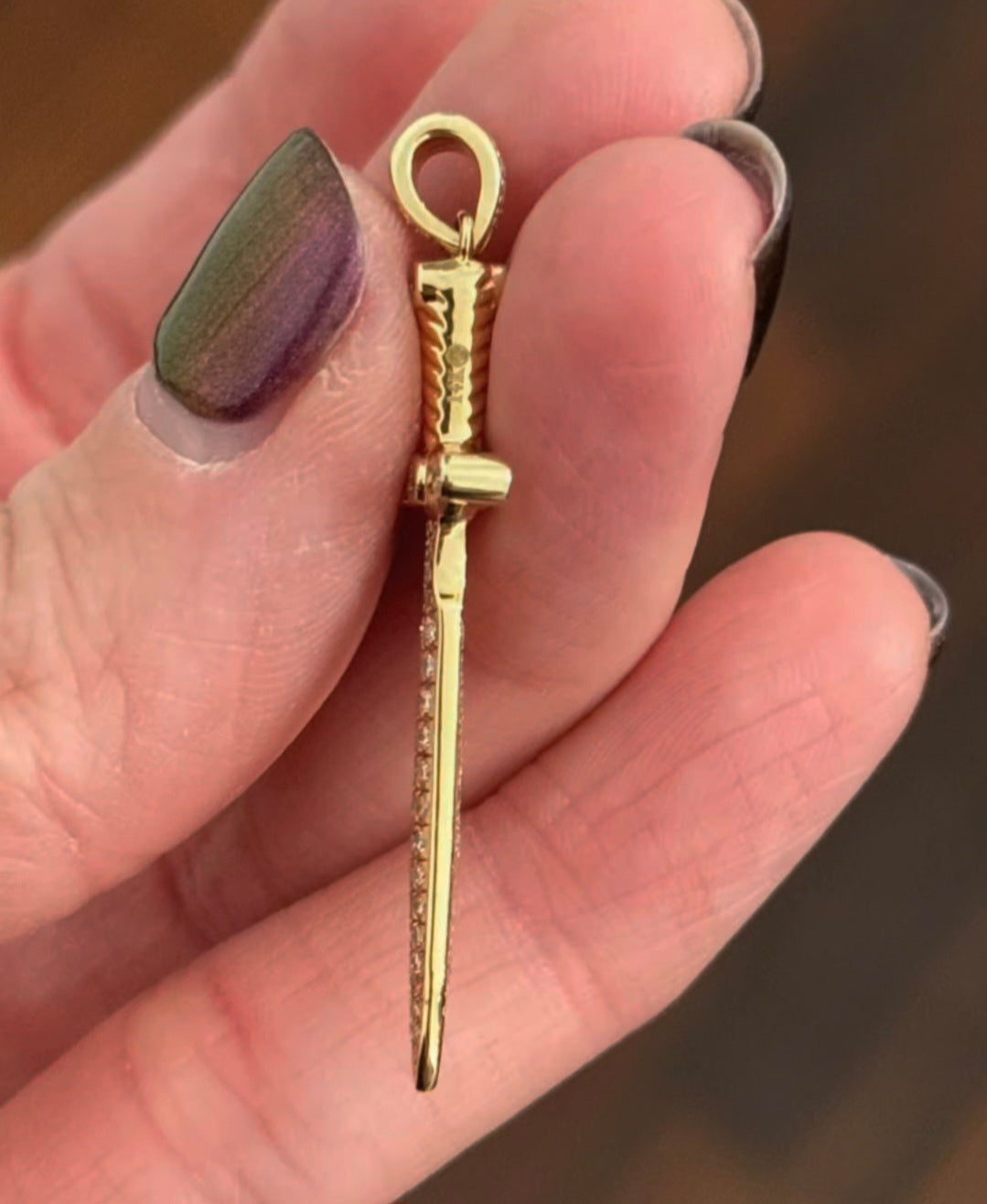 Yellow Gold Diamond Sword Pendant