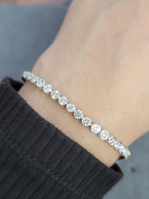 4.09 CT Lab 6.5 inches Bezel Tennis Bracelet