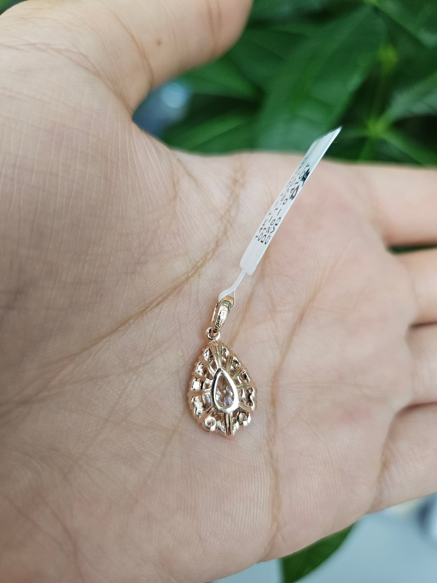 14K Gold Pear Shaped Lab Diamond Pendant