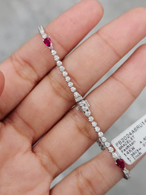14k 1.35 ctw Diamonds and 1.40 CT Ruby 7 inches Bracelet